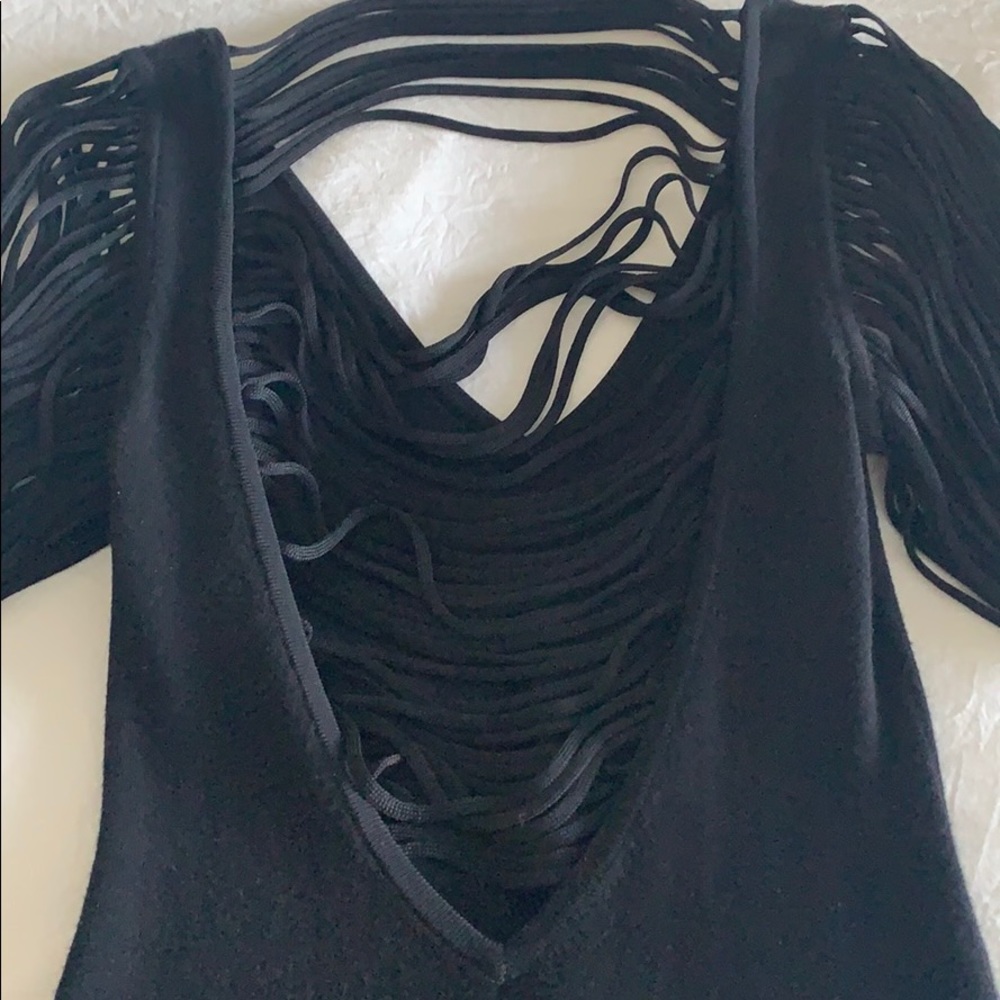 Bebe fringe back sexy cocktail dress